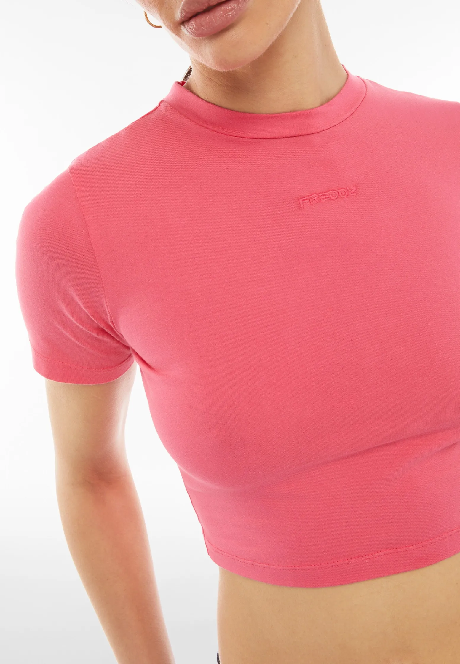 Freddy T-shirt slim fit corta in tessuto jersey tinto capo-Donna T-shirts