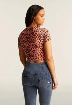 Freddy T-shirt slim fit cropped con stampa animalier-Donna T-shirts