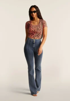 Freddy T-shirt slim fit cropped con stampa animalier-Donna T-shirts