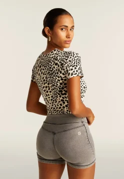 Freddy T-shirt slim fit cropped con stampa animalier-Donna T-shirts