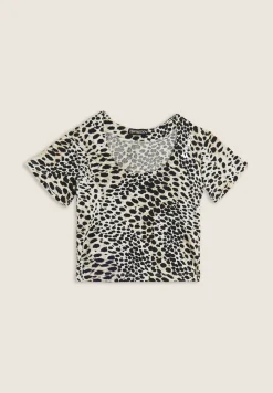 Freddy T-shirt slim fit cropped con stampa animalier-Donna T-shirts