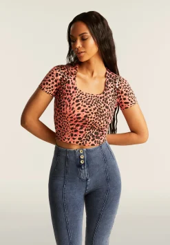 Freddy T-shirt slim fit cropped con stampa animalier-Donna T-shirts