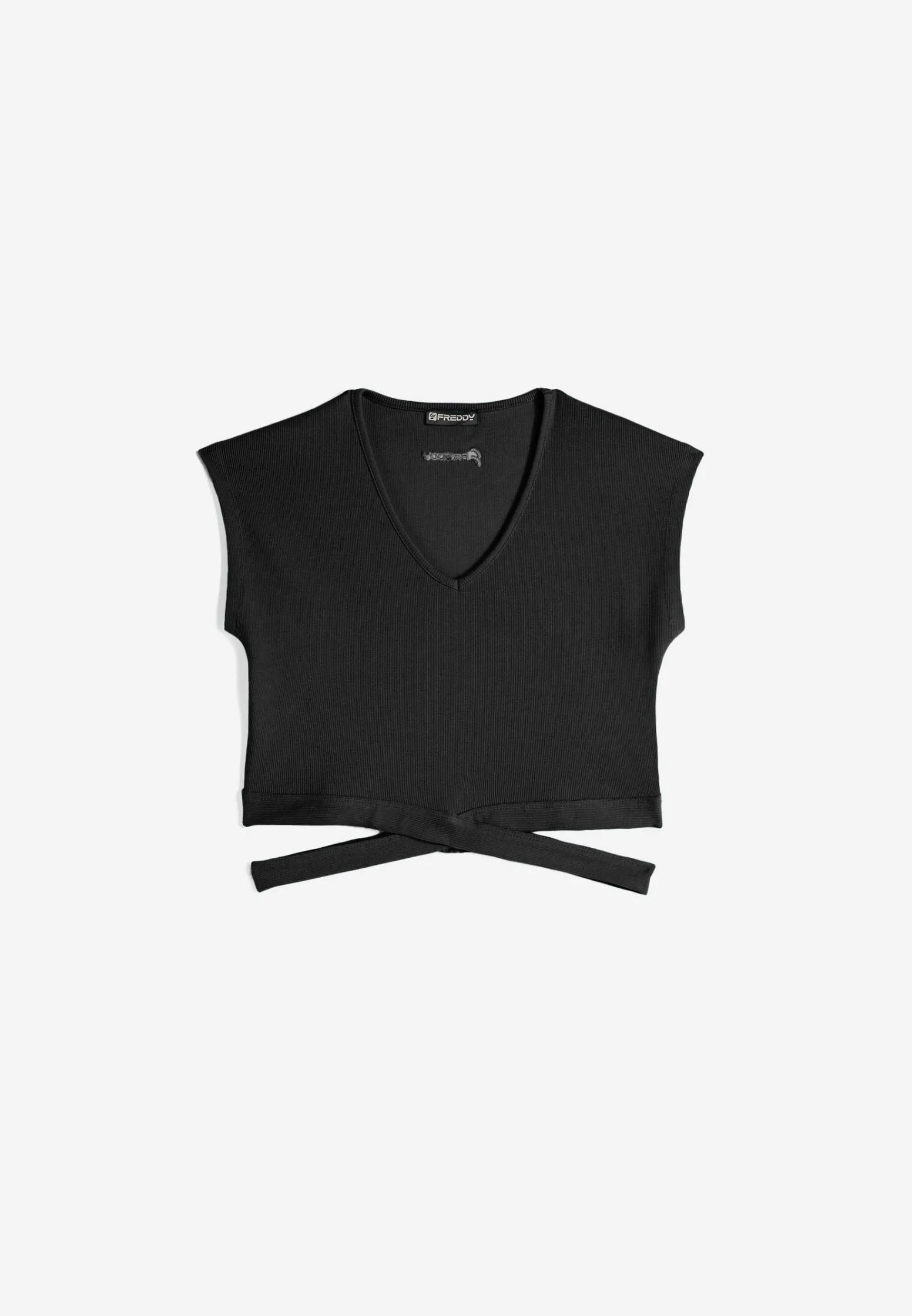 Freddy T-shirt slim fit in costina con gioco di incroci sul fondo-Donna Top E Canotte
