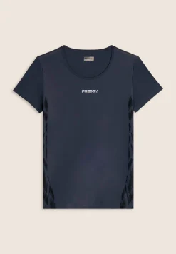 Freddy T-shirt slim fit in D.I.W.O.® con inserti laterali-Donna Padel|Pilates