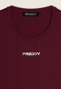Freddy T-shirt slim fit in D.I.W.O.® con logo stampato-Donna Pilates|Fitness