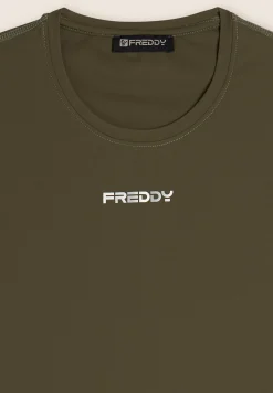 Freddy T-shirt slim fit in D.I.W.O.® con logo stampato-Donna Pilates|Fitness