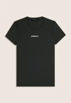 Freddy T-shirt slim fit in poliestere elasticizzato con logo-Donna Pilates|Fitness