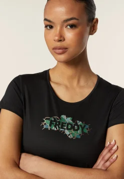 Freddy T-shirt sportiva in tessuto tecnico con grafica floreale-Donna Padel|Pilates