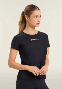 Freddy T-shirt tecnica con spacchi laterali e fit regolare-Donna Pilates|Fitness