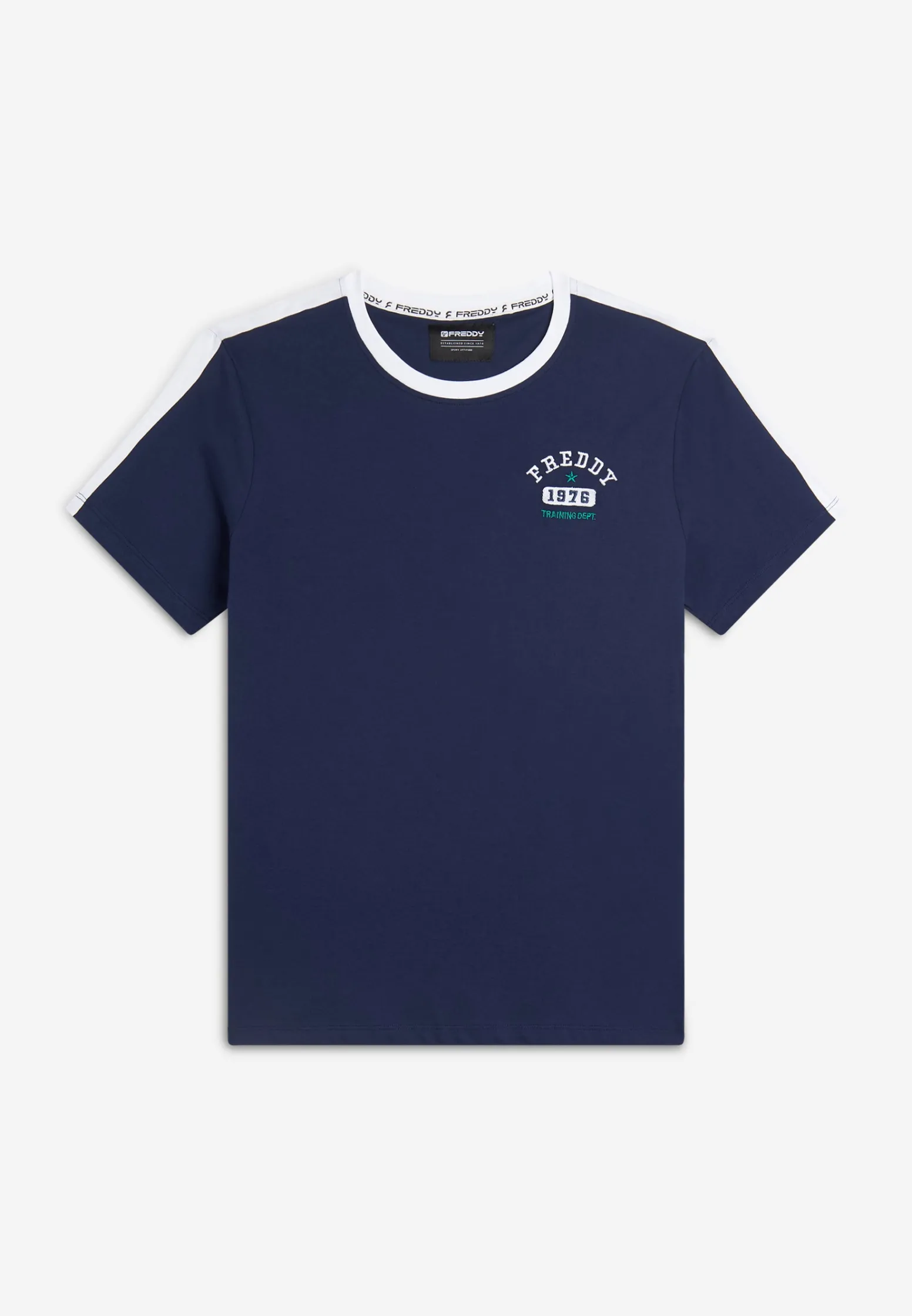 Freddy T-shirt uomo con dettagli a contrasto e logo stile college-Uomo T-shirts E Polo