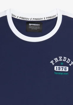 Freddy T-shirt uomo con dettagli a contrasto e logo stile college-Uomo T-shirts E Polo