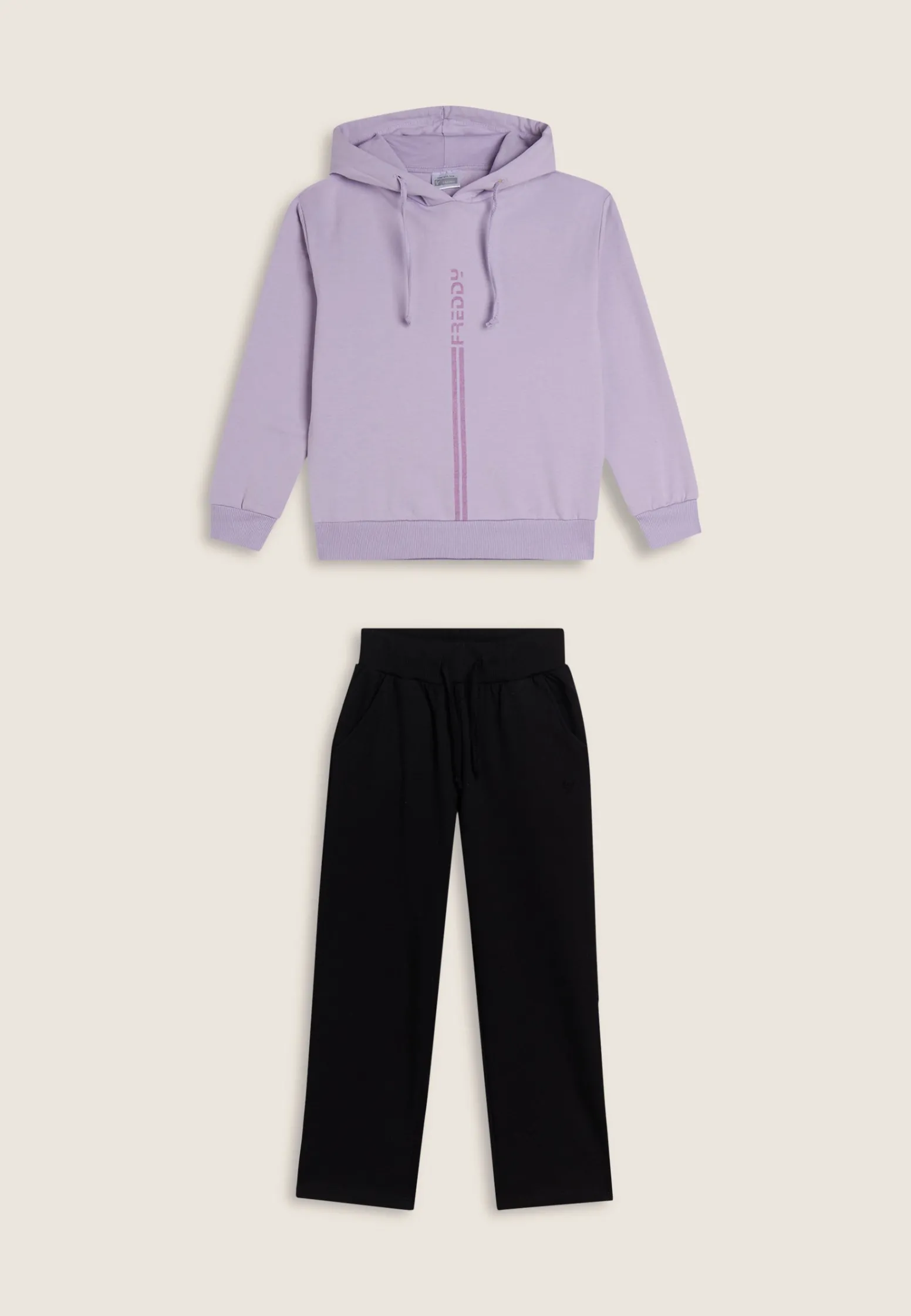 Freddy Tuta bicolore Bambina in french terry con cappuccio- Tute Sportive