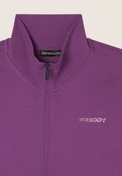 Freddy Tuta con zip e collo alto in tessuto interlock di cotone-Donna Pilates|Ginnastica
