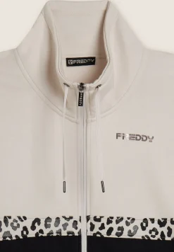 Freddy Tuta con zip e collo alto decorata da inserti animalier-Donna Ginnastica|Tute