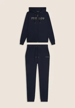 Freddy Tuta donna con zip, cappuccio e logo con perline dorate-Donna Tute
