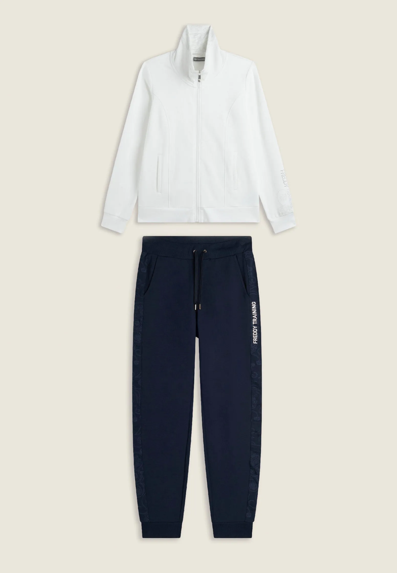Freddy Tuta donna con zip, collo alto e inserti paisley-Donna Ginnastica|Tute