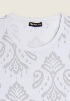 Freddy Tuta donna in jersey con felpa girocollo stampa floreale-Donna Tute