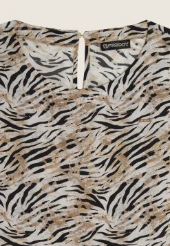 Freddy Vestito midi in viscosa animalier con maniche corte-Donna Abiti