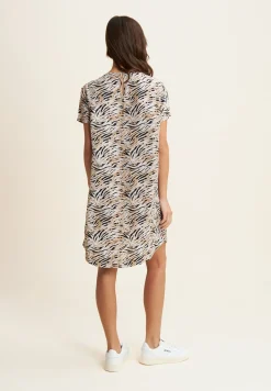 Freddy Vestito midi in viscosa animalier con maniche corte-Donna Abiti