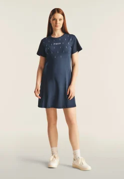 Freddy Vestito Svasato con Strass in Jersey Modal-Donna Abiti