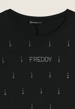 Freddy Vestito Svasato con Strass in Jersey Modal-Donna Abiti